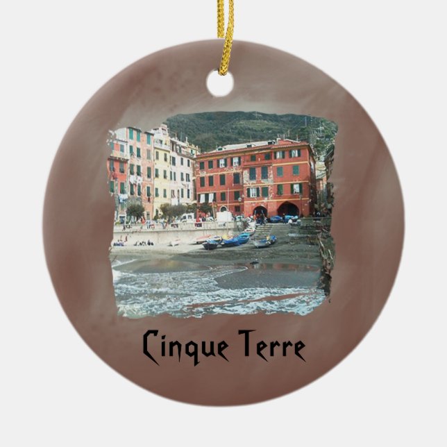 Cinque Terre - Vernazza Ceramic Tree Decoration (Front)