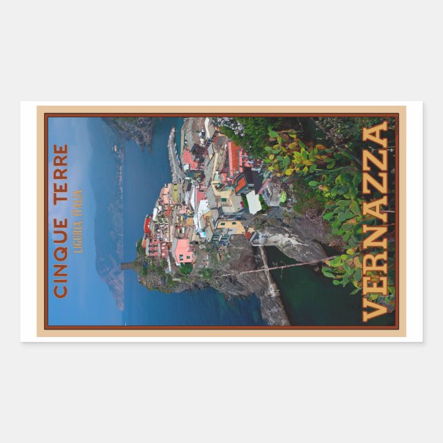 Cinque Terre - Vernazza from Above Rectangular Sticker (Front)