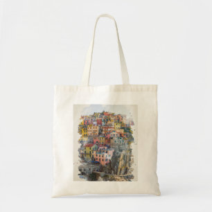 Cinque Terre Watercolor Art Tote Bag