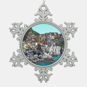 CinqueTerre20150901 Snowflake Pewter Christmas Ornament