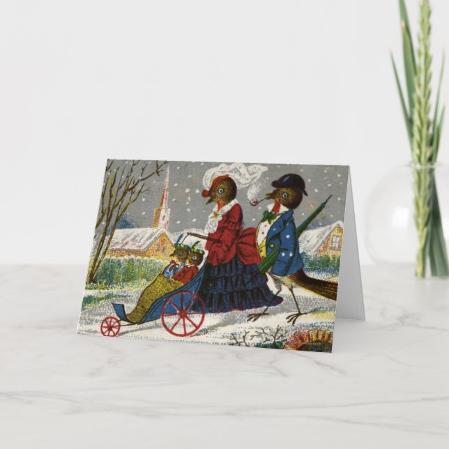 Circa 1870: The Robin family take a stroll Holiday Card (Front)