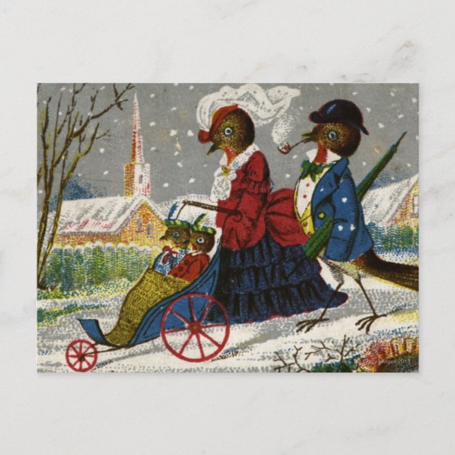 Circa 1870: The Robin family take a stroll Postcard (Front)