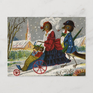 Circa 1870: The Robin family take a stroll Postcard