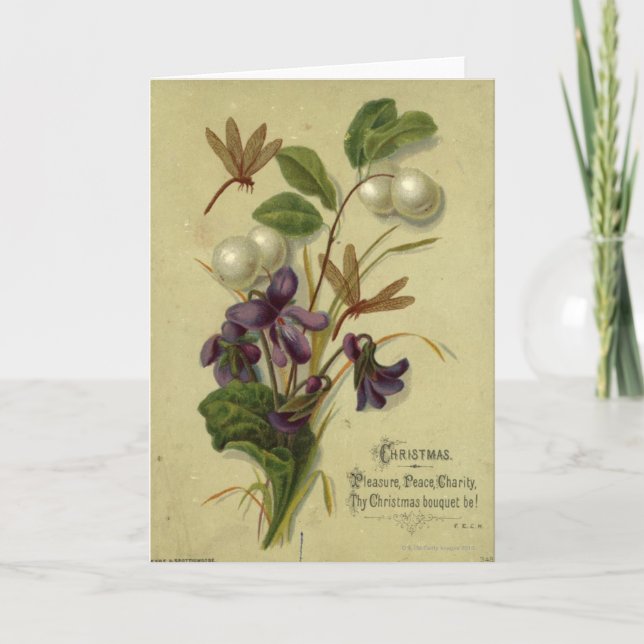 Circa 1881: Snowberries and violets Holiday Card (Front)