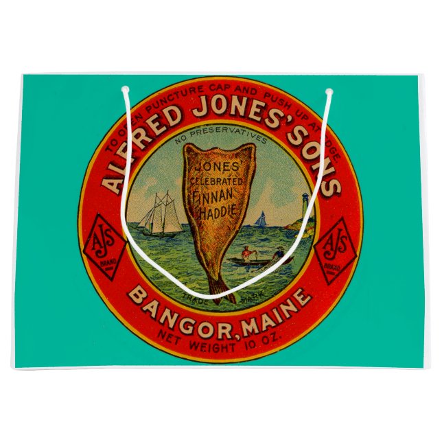 circa 1900 Alfred Jones Sons Finnan Haddie label Large Gift Bag (Front)