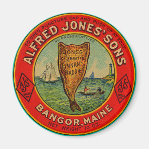 circa 1900 Alfred Jones Sons Finnan Haddie label Magnet