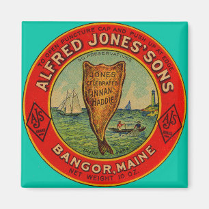 circa 1900 Alfred Jones Sons Finnan Haddie label Magnet