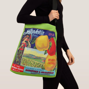 circa 1900 Appleton Apples crate label print Crossbody Bag