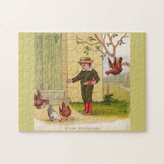 circa 1900 Feeding the Chickens Jigsaw Puzzle (Horizontal)