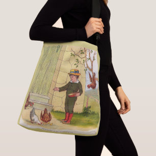 circa 1900 Feeding the Chickens print Crossbody Bag