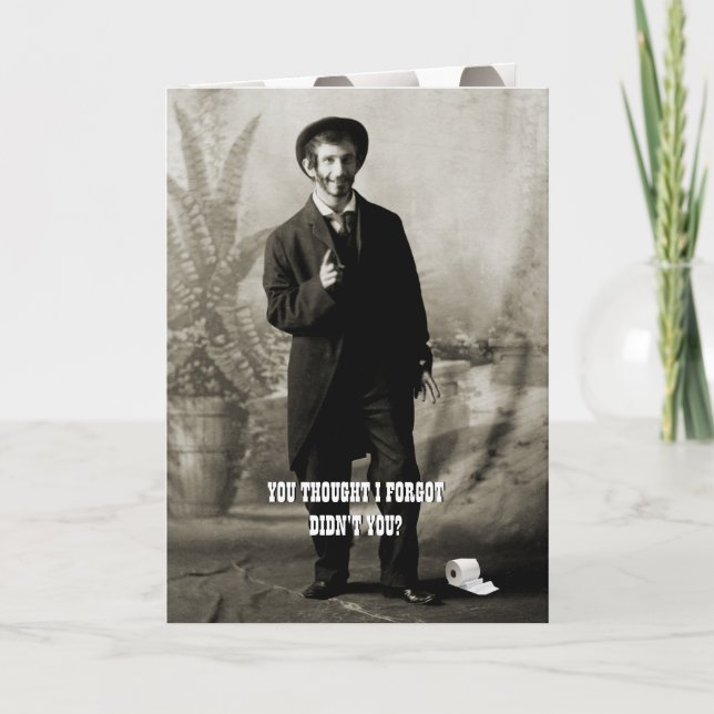 Circa 1900 Funny Toilet Paper Guy Photograph Card (Front)