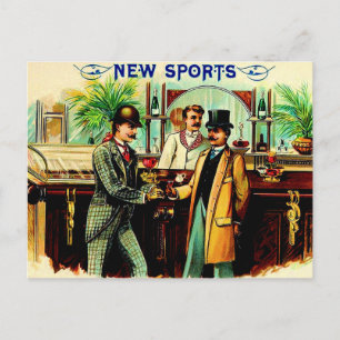 circa 1900 New Sports cigar box label Postcard