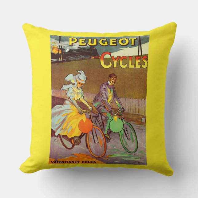 circa 1900 Peugeot bicycles ad Cushion (Front)