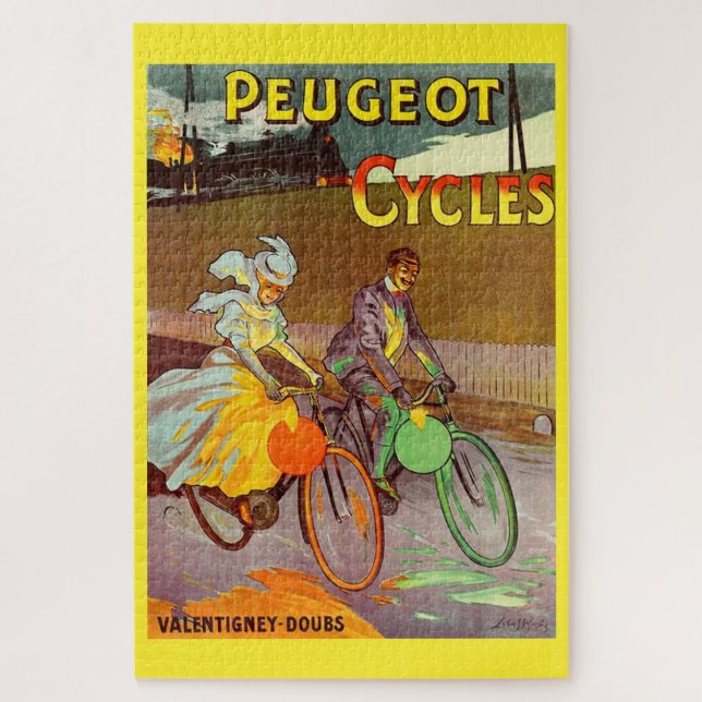 circa 1900 Peugeot bicycles ad Jigsaw Puzzle (Vertical)
