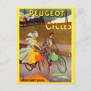 circa 1900 Peugeot bicycles ad Postcard