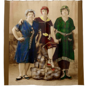 circa 1910 Atlantic City bathing beauties RPPC Shower Curtain