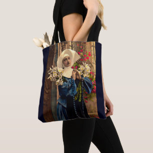 circa 1910 blue nun tote bag