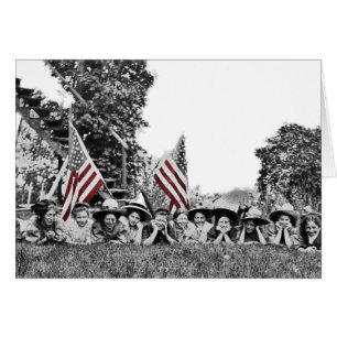 Circa 1910 Charming Women Lineup Patriotic Flag