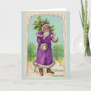 circa 1910 Santa Claus in purple robe Holiday Card