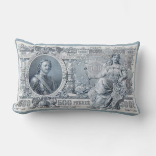circa 1912 Tsarist Russia 500 ruble bill Lumbar Cushion