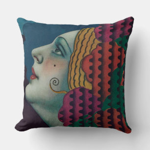 circa 1930 art deco woman print cushion