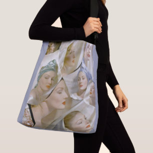 circa 1940 beautiful women print crossbody bag