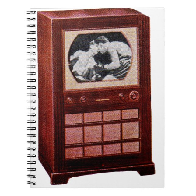 circa 1951 television set broadcasting boxing spiral notebook (Front)