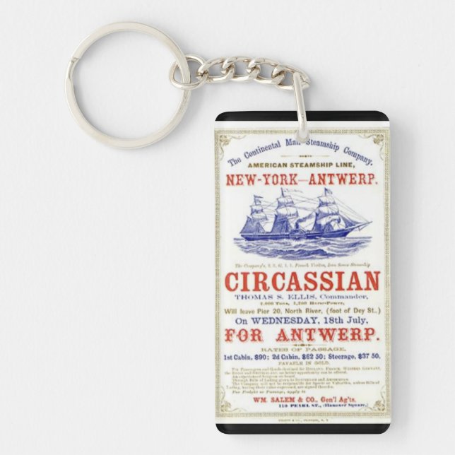 Circassian Clipper sailing ship 1866 Key Ring (Front)