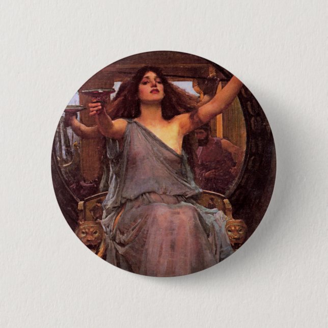 "Circe Offering the Cup to Odysseus" 6 Cm Round Badge (Front)