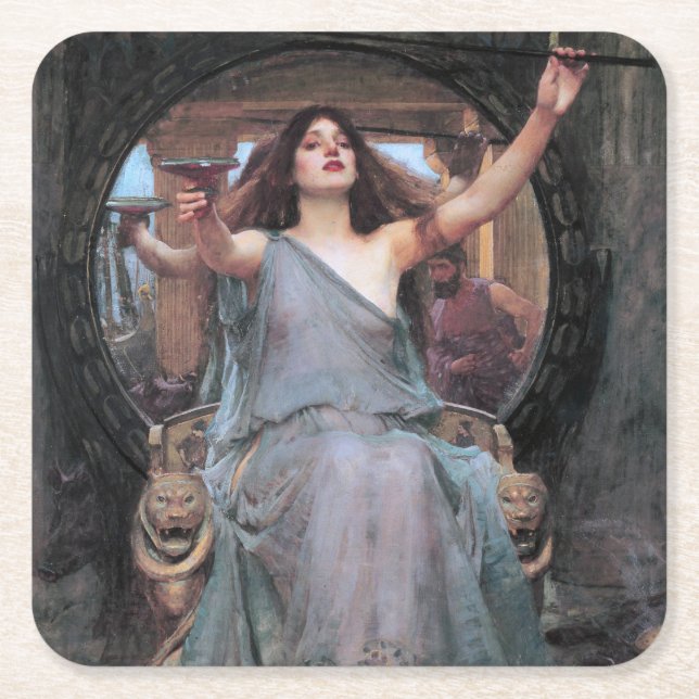 Circe Offering the Cup to Odysseus, Waterhouse Square Paper Coaster (Front)