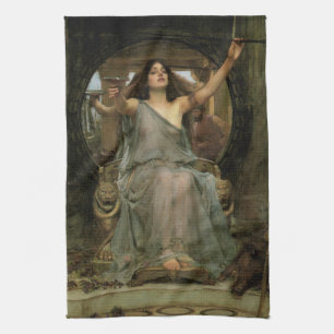 Circe Offering the Cup to Ulysses by JW Waterhouse Tea Towel