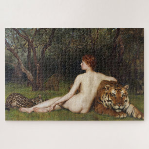 Circe (Woman, Tiger and Ocelot) (by John Collier) Jigsaw Puzzle