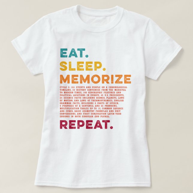 Circle 2 Homeschool Eat Sleep Memorise Repeat T-Shirt (Design Front)