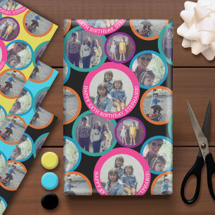 Circle 5 Photo Happy Birthday Greeting - circles Wrapping Paper Sheet