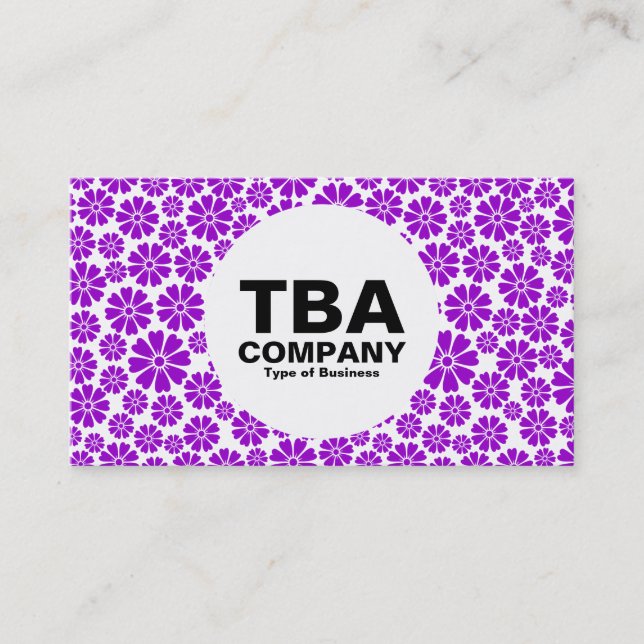 Circle - 8 Petals - Purple on White Business Card (Front)