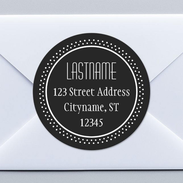 Circle Address Sticker Template - black (Custom Return Address Sticker)