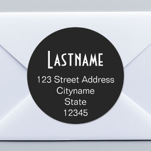 Circle Address Sticker Template - black