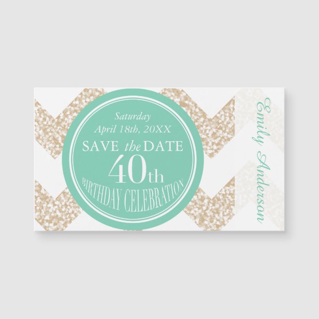 Circle and Chevron 40th Birthday Save the Date (Front)