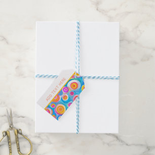 Circle Art OWN TEXT Artist Colourful Modern Fun Gift Tags