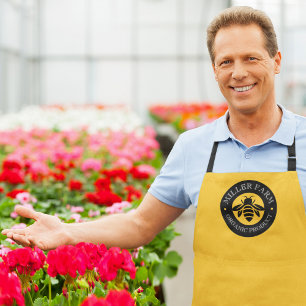 Circle Beekeeper Logo l Honeybees Apiarist Yellow Apron