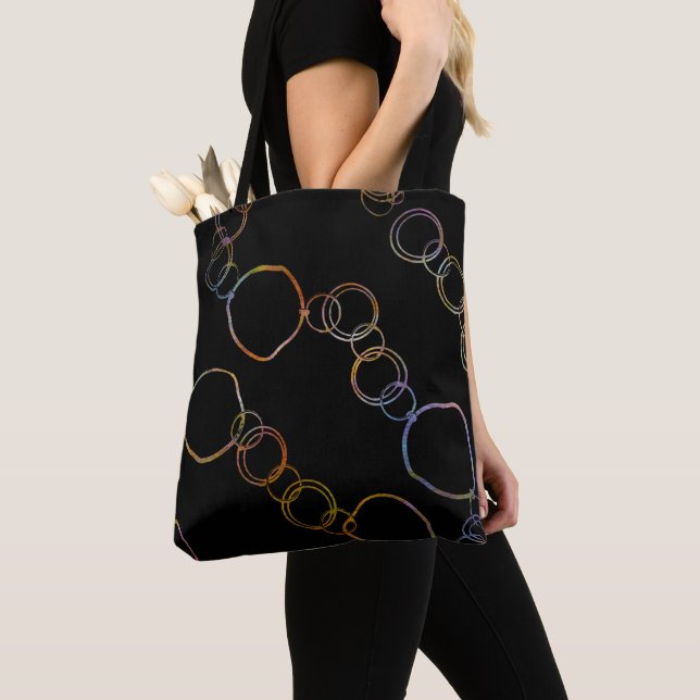 Circle Chain Rainbow Tote Bag (Close Up)