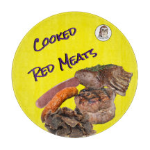 Circle Cooked Red Meat Glass Cutting Board