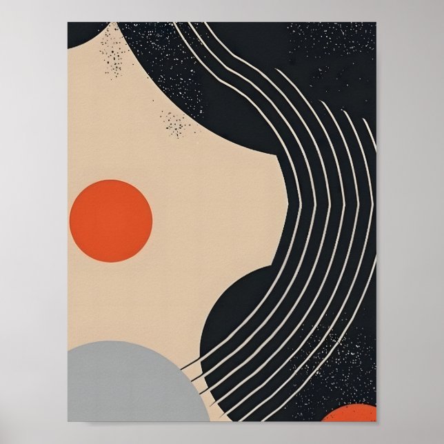 Circle & Curve Abstract Art Poster (Front)