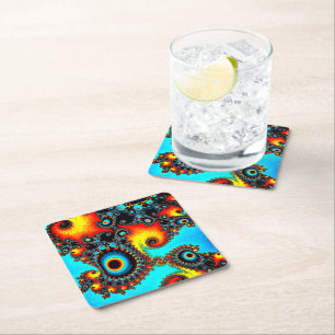Circle Design Square Paper Coaster
