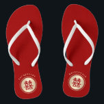 Circle Double Happiness Chinese Wedding Flip Flops<br><div class="desc">Designed by fat*fa*tin. Easy to customise with your own text,  photo or image. For custom requests,  please contact fat*fa*tin directly. Custom charges apply.

www.zazzle.com/fat_fa_tin
www.zazzle.com/color_therapy
www.zazzle.com/fatfatin_blue_knot
www.zazzle.com/fatfatin_red_knot
www.zazzle.com/fatfatin_mini_me
www.zazzle.com/fatfatin_box
www.zazzle.com/fatfatin_design
www.zazzle.com/fatfatin_ink</div>