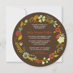Circle Fall Wreath Design - Bridal Shower Invite