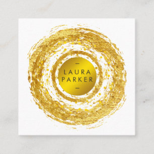 Circle Faux Gold Confetti Elegant Chic Designer Square Business Card