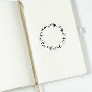 Circle Flower, Journal Frame  Rubber Stamp