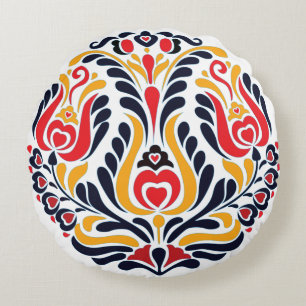 Circle  Folk  Pattern Round Cushion