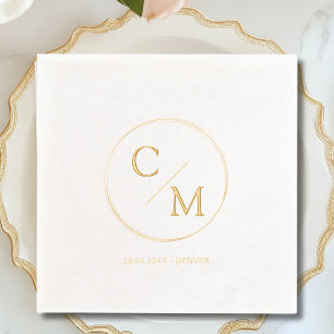 Circle Frame Monogram Foil Wedding  Napkins